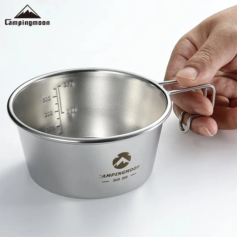 야외 활동에 최적화된 CAMPINGMOON 대용량 스테인레스 스틸 시라 컵 캠핑 그릇