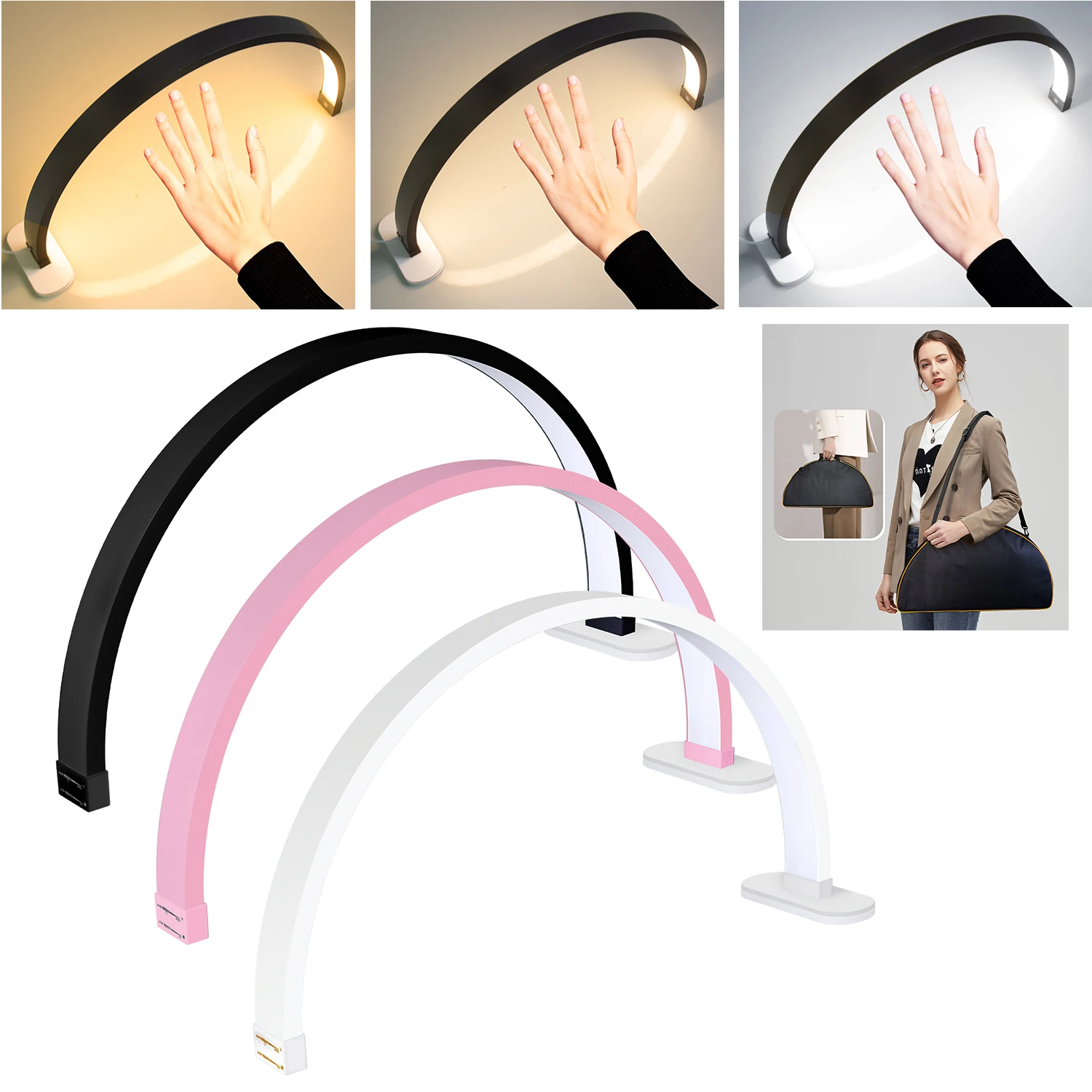 Fosoto 30 Inch Table Nail Lamp With Diamond 40w Led Half Moon