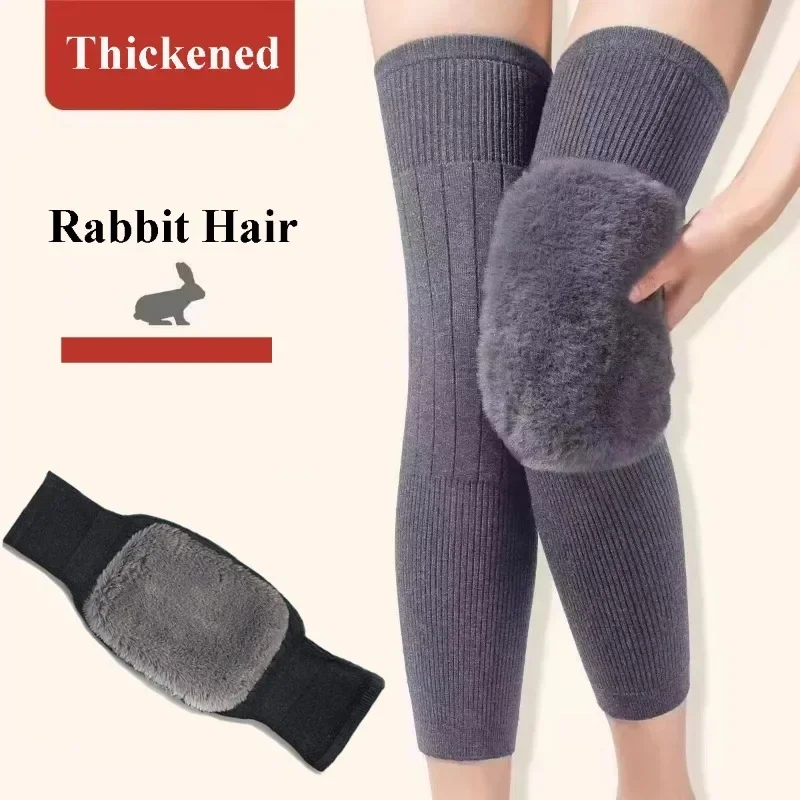 Rabbit Fur Knee Pads Winter Universal Cold Leg Arthritis Thermal Knee Protector
