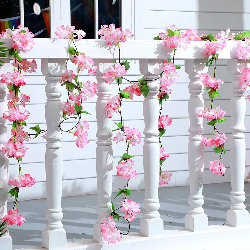 Künstliche Kirschblüten-Blumen, Ranke, Sakura, Hängegirlande, Hochzeitsbogen, Hausgarten-Dekoration, Seide, gefälschte Pflanze, Geburtstagsfeier – Detail 3