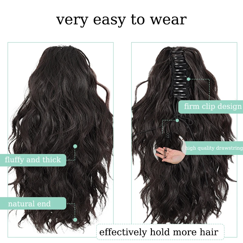 Synthetic Wavy Ponytail Extensions Hair wig 14inch Short Curly Ponytails with Claw Clip Hair Accessories for Women Daily Use