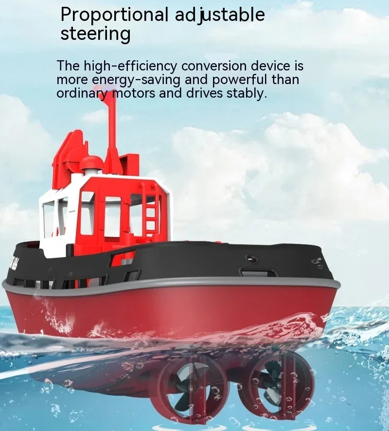 1:72 Red Fire Boat Remote Control Boat Toy Simulation 2.4g Splicing Model Decoration Water Tug Rc Boat Children's Birthday Gift 6