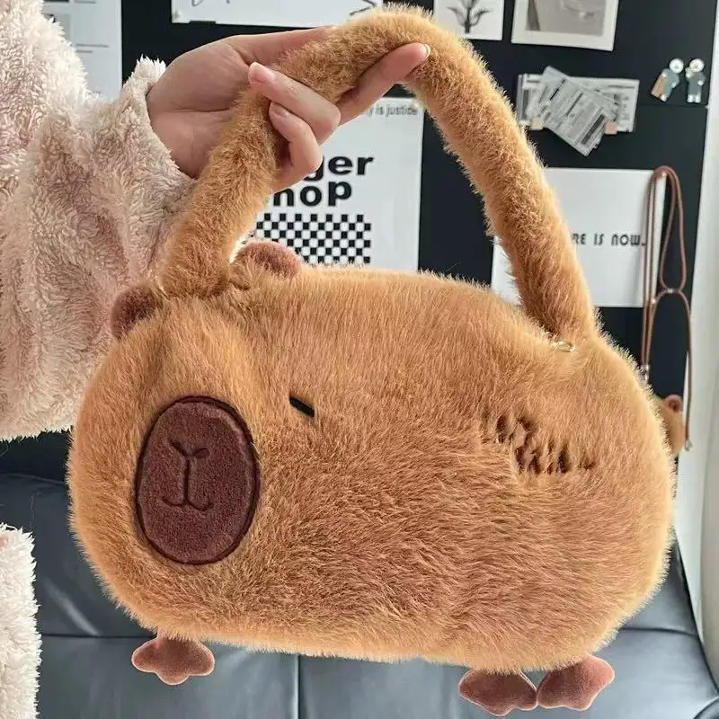 Capybara Plush Backpack Kawaii Fashion Plushie Doll Fur Bag Children's Bag Shoulder Bag Mini Knapsack Bags Gifts For Girlfriend