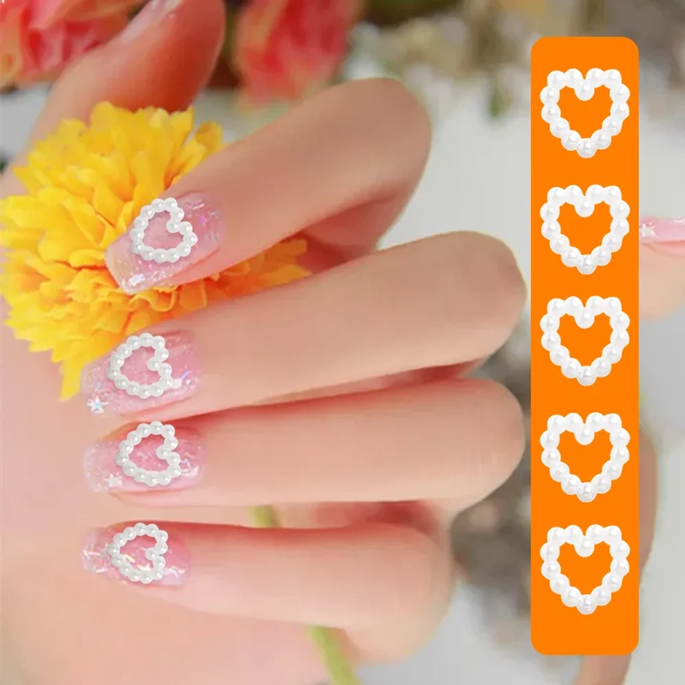 3D Nail Charms Stickers DIY ABS 20pcs Heart Parts Kawaii Pure White Nails Art Accessories for Nail Japanese Design DIY Nail Deco