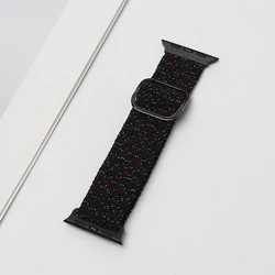 Braided Nylon Elastic Loop Strap for 42 44 45 46 49mm (Starlight Black)