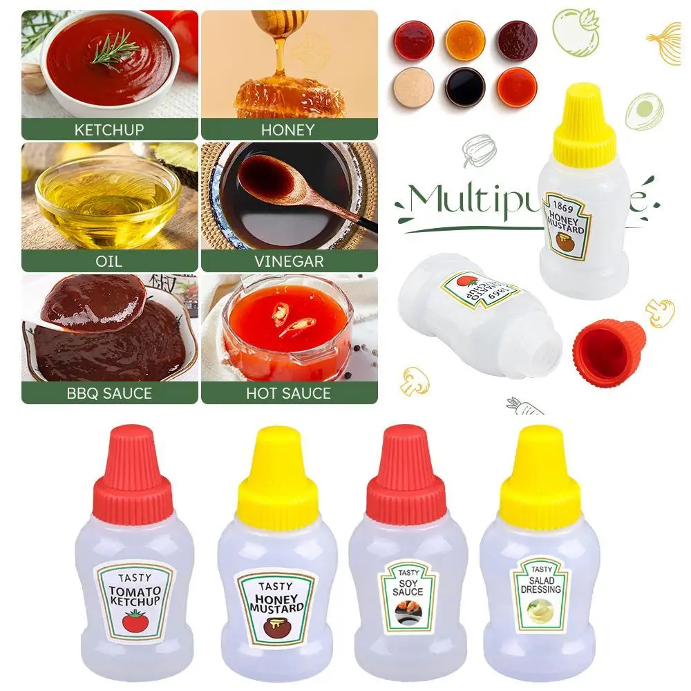 mini seasoning sauce bottle small sauce containers portable ketchup mustard sauces olive oil bottles kitchen accessories Portable Mini Sauce Bottle Japanese Honey Salad Containers Plastic Dispenser Condiment Kitchen Accessories Gadgets Bottles S5F8