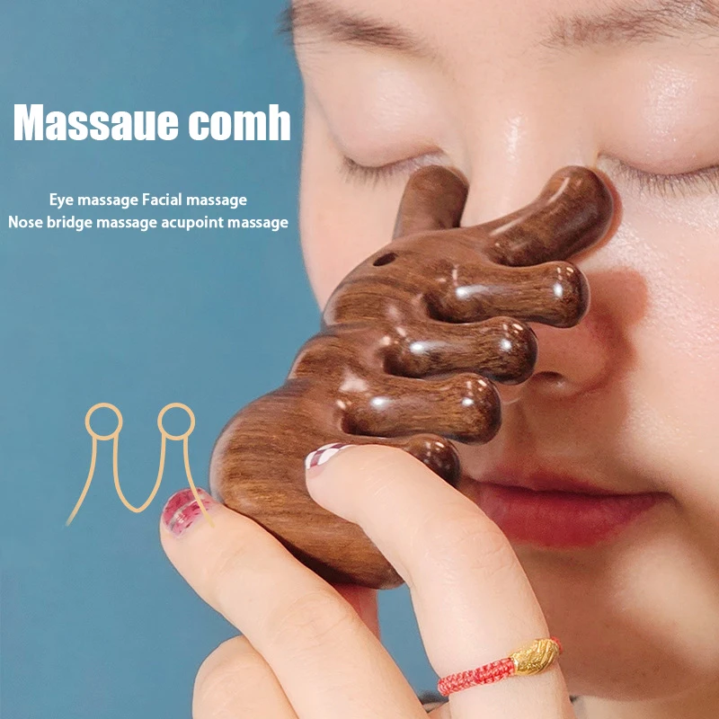 

1PC Body Meridian Massage Comb Sandalwood Five Wide Tooth Comb Acupuncture Therapy Blood Circulation Anti-Static Smooth Hair