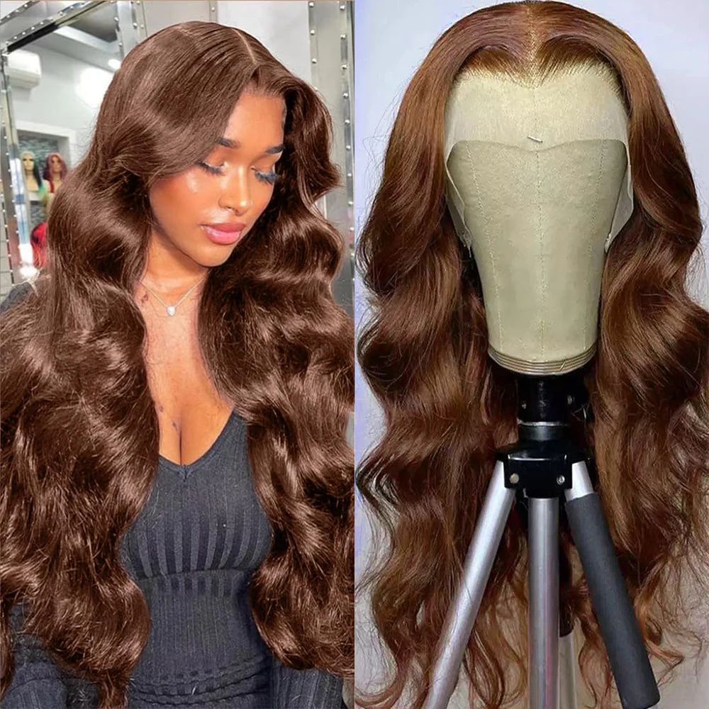 Chocolate Brown Lace Front Wigs Body Wave 4×4 13x4 HD Lace Front Wigs