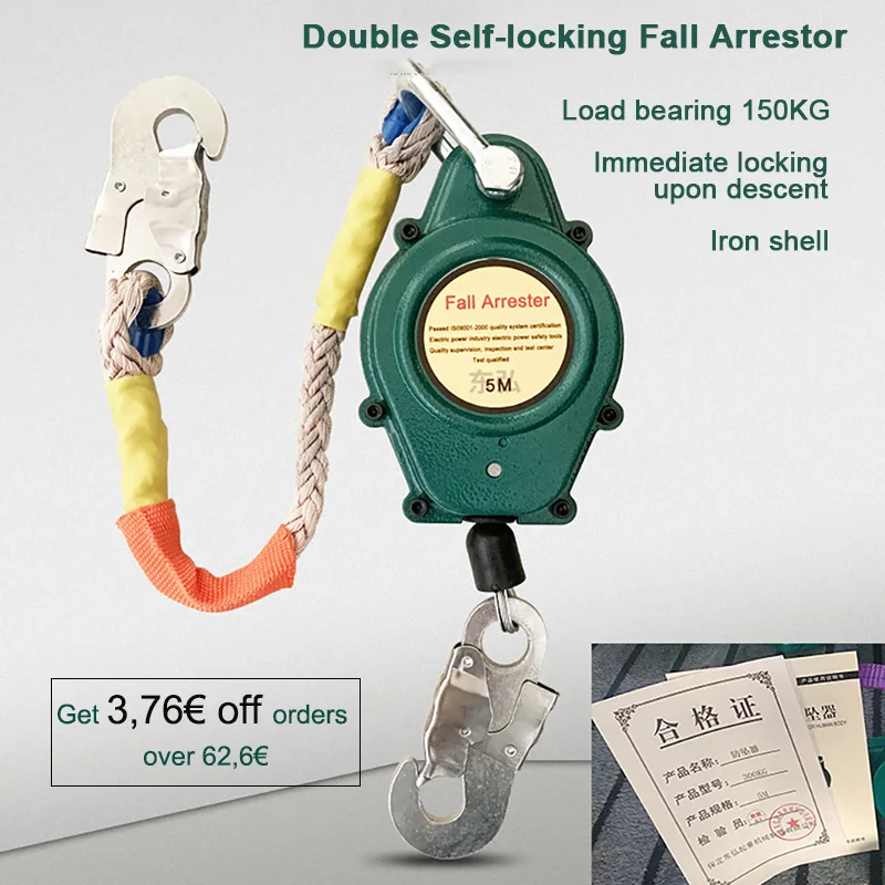Crane Self-locking Fall Arrestor High Altitude Heavy Duty Fall Cargo Working Iron Shell Arrestor Speed Self-control Device