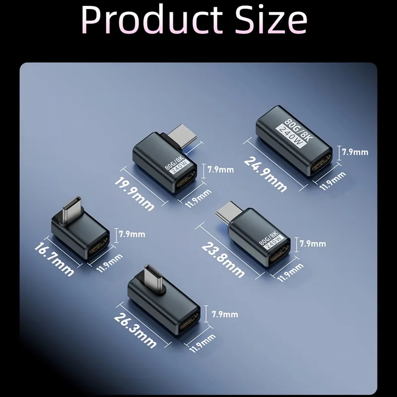240W 메탈 USB 타입 C 어댑터 80Gbps OTG 8K 비디오 고속 충전 USB-C 컨버터 아이폰 17 16 15 14 13 노트북 모니터 맥북용