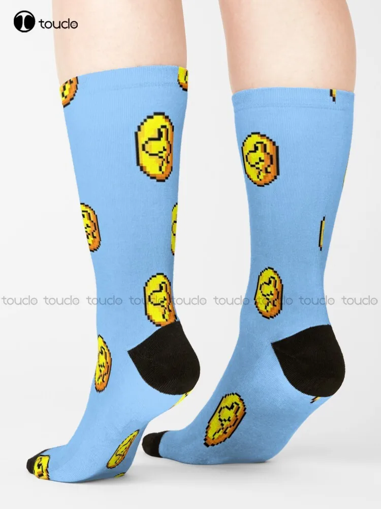

8-Bit Coin Socks Mens Novelty Socks Personalized Custom Unisex Adult Teen Youth Socks Comfortable Best Girls Sports Cartoon Gift
