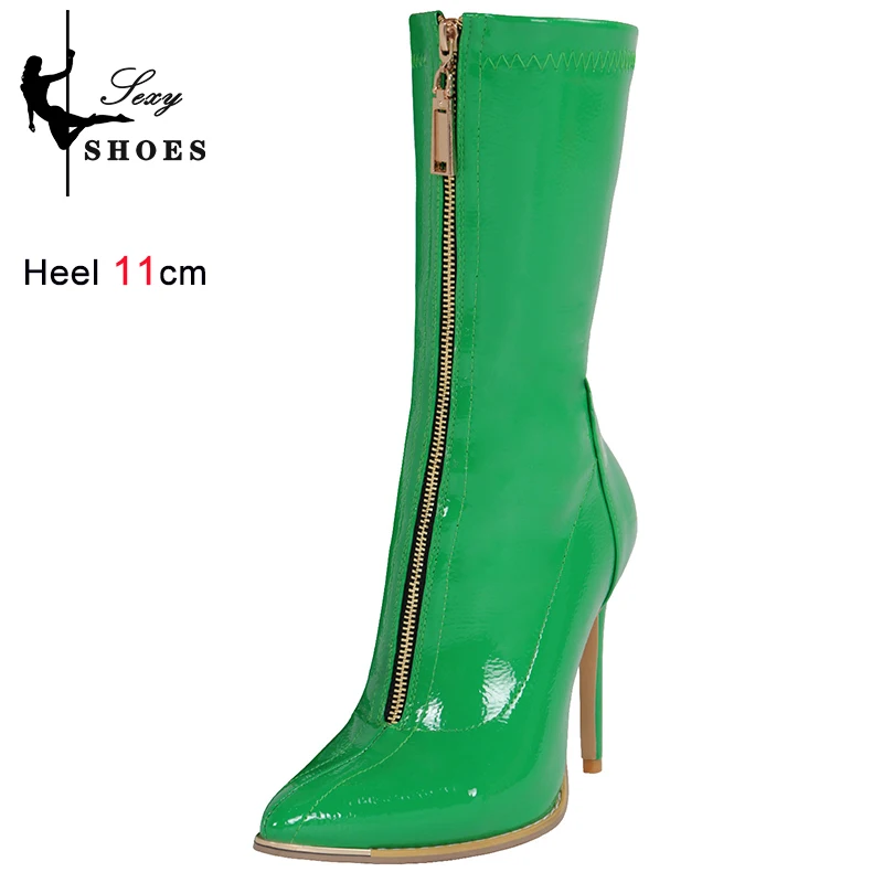 Women's High-heeled Ankle Boots Pointed Front Zipper Thin High Heel Comfortable Female Dress Shoes Sexy Stripper Shoes Botas