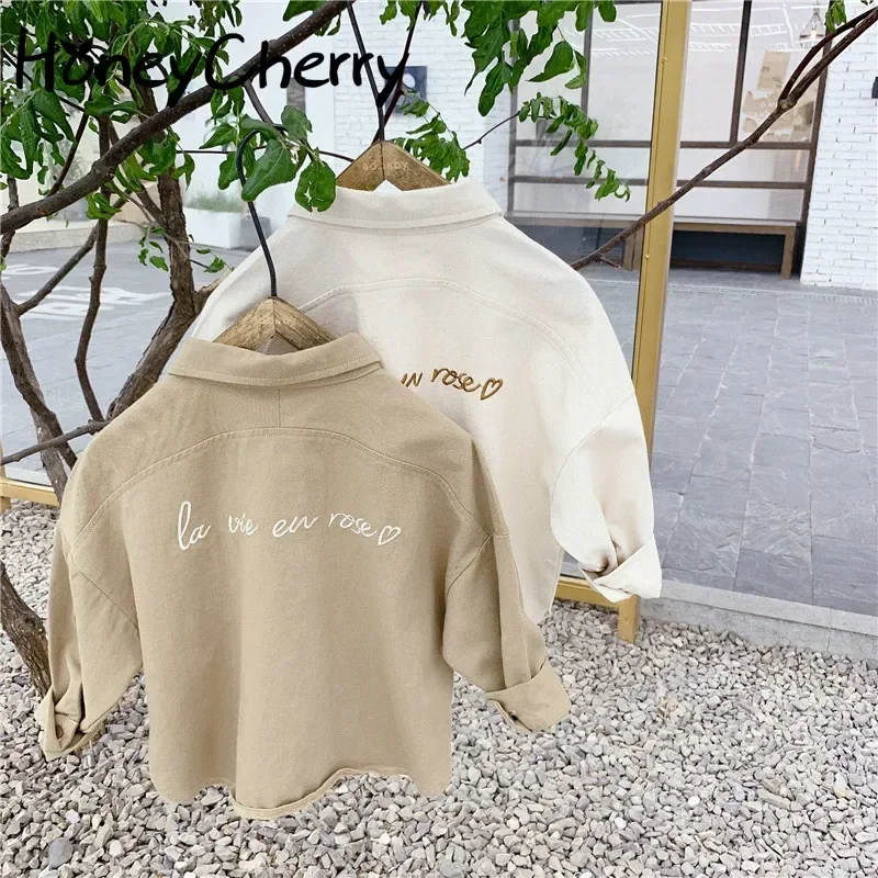 HoneyCherry Children's Clothing Autumn New Girl Korean Style Embroidered Shirt Toddler Girl Long Shirt