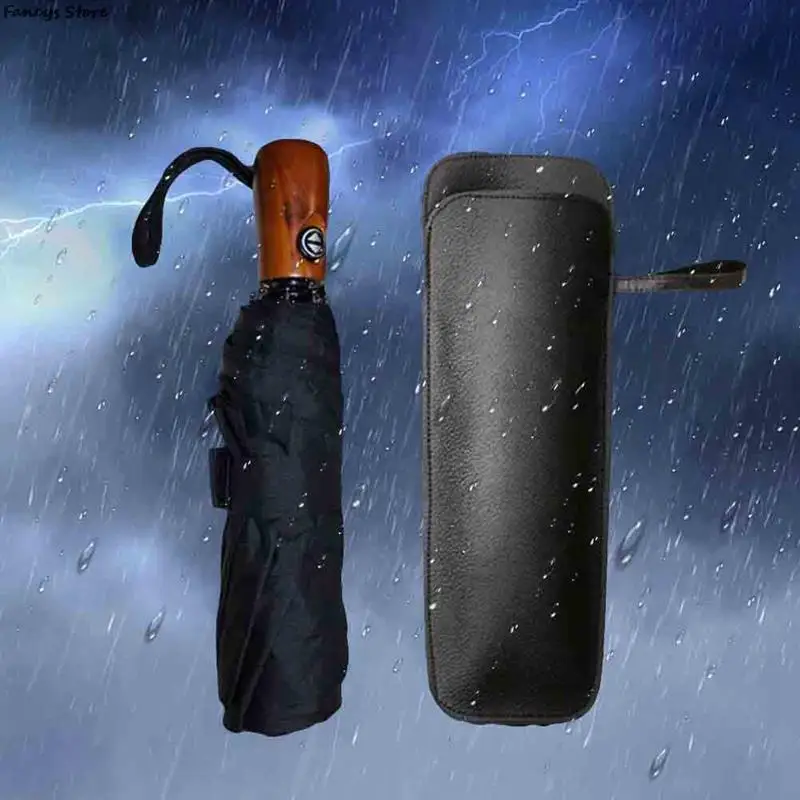 Leather Umbrella Storage Bag Waterproof Business Umbrellas Organizers Pouch Reusable Parasol Rain Cover Holder Carrying Bags