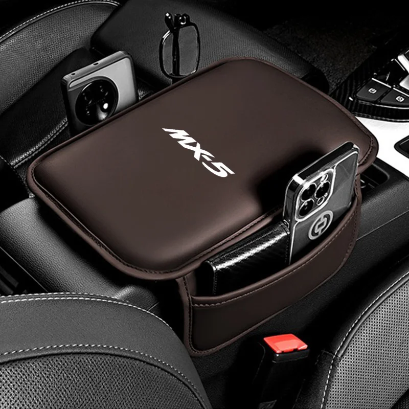 센터 콘솔 암레스트 보호대 가죽 자동차 팔걸이 박스 패드 수납 포켓 마쓰다 MX-5 MX5 액세서리 인테리어 오거나이저
