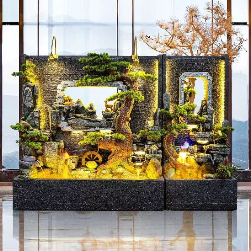 풍수 휠 현관 장식을 위한 부를 끌어들이는 맞춤형 암석 분수 풍경 흐르는 물 장식