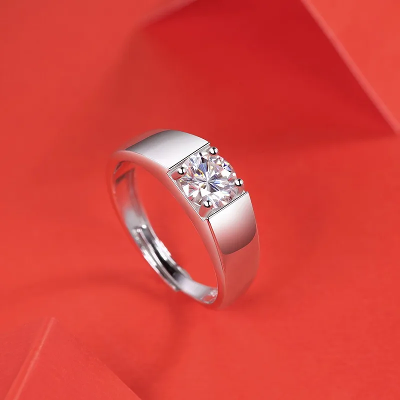Nabest Ins Hot 925 Sterling Silver VVS Moissanite Diamond Ring Men Wedding Male Wedding Fine Jewelry Adjustable Mossanite Rings 2