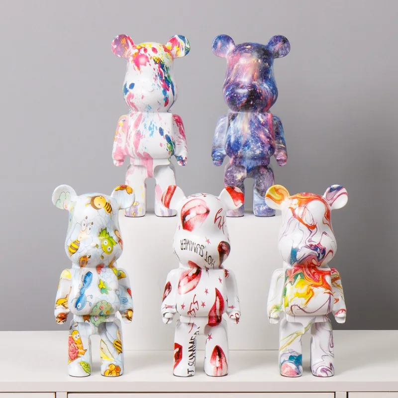 

Colorful Graffiti Bear Statue Bear 28cm Home Decoration TV Cabinet in Living Room Decor Figurines Miniatures Crafts Piggy Bank