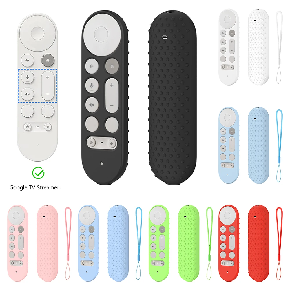 Silicone Remote Case Silicone Remote Case with Lanyard Protective Controller Sleeve Skin Shockproof TV Remote Control Case for Google TV Streamer 4K silicone remote case,silicone remote cover,silicone remote sleeve,remote controller cover,silicone case protector