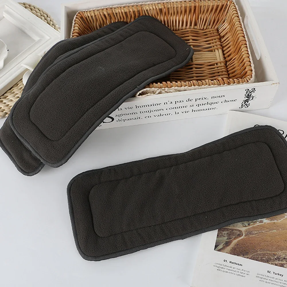 1PC Adult Diaper 5-Layer Bamboo Charcoal High Absorption Washable Cloth Diapers Reusable Nappies for Incontinent - 4