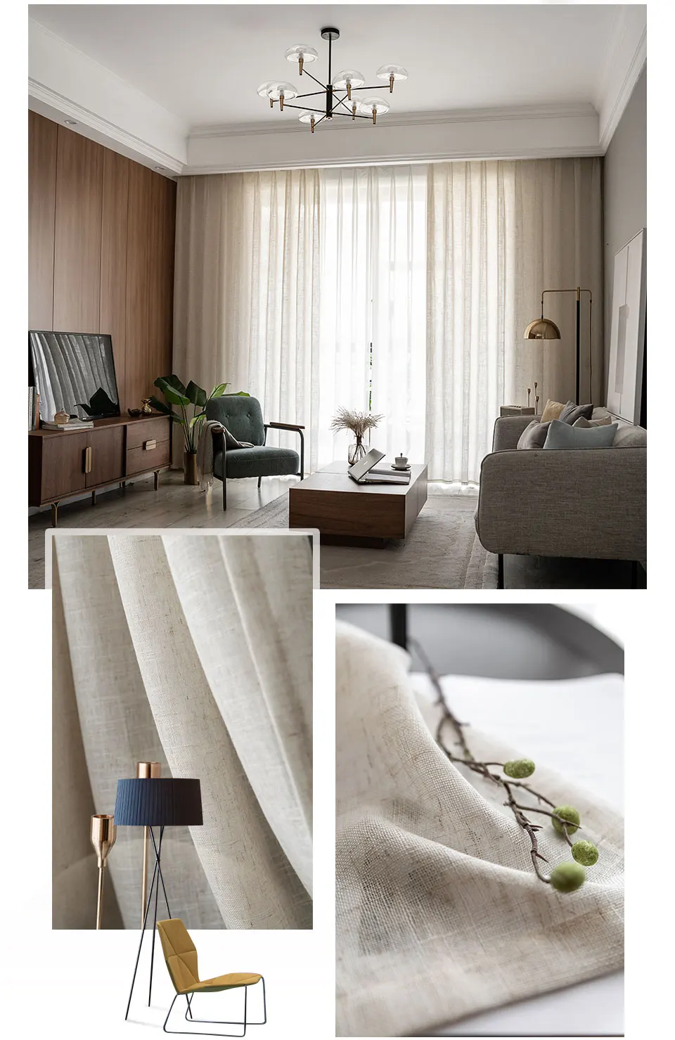 DK Linen Curtain for Living Room Bedroom Solid Color Cotton Linen Tulle Curtains Fabrics Custom Gauze Semi-shading Custom Yarn teal curtains