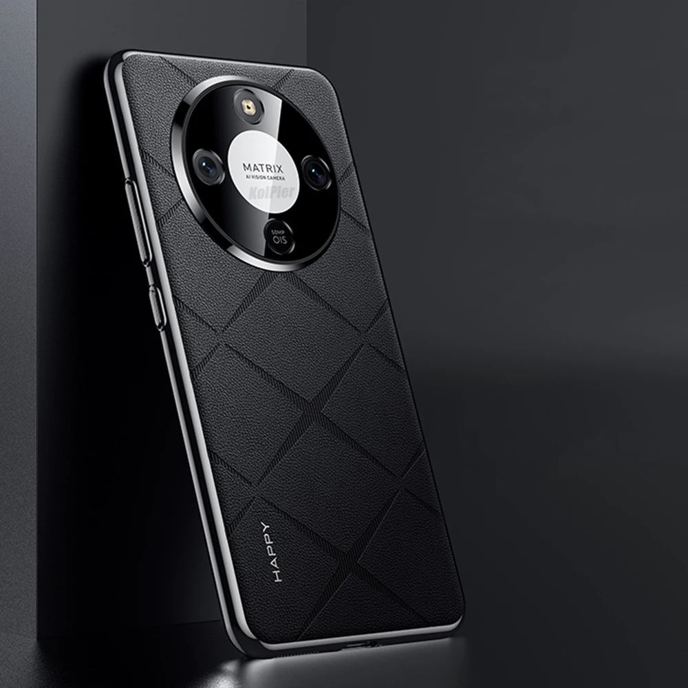 Luxury Plating PU Leather Case with Camera Lens Protection - Premium Slim Hard Cover with Exquisite Texture
