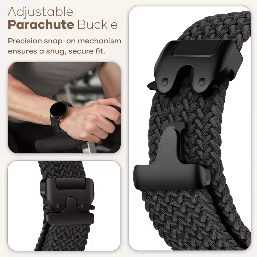 Breathable Braided Nylon Loop Strap with Parachute Buckle - 20mm/22mm