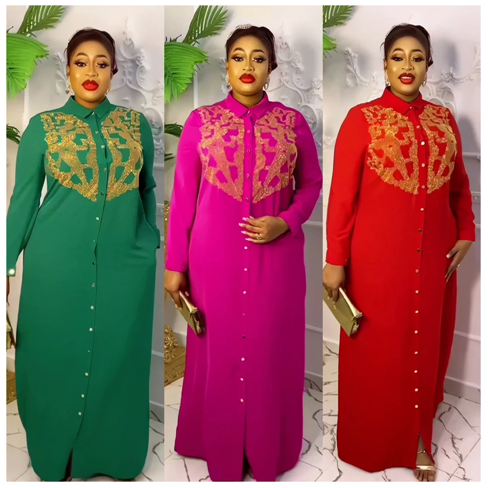 

Мусульманское платье, новинка, африканская мода, женское длинное платье, Лидер продаж, платье с длинным рукавом и воротником-рубашкой, вечернее женское платье