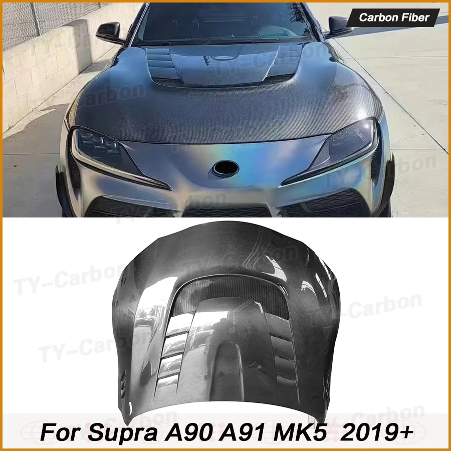 リアルカーボン製 トヨタ スープラ SUPRA A90 A91 2018年式以降 牛角型 交換式 ミラーカバー 左右セット トヨタ対応リアルカーボンファイバーフロントエンジンフード、スープラ