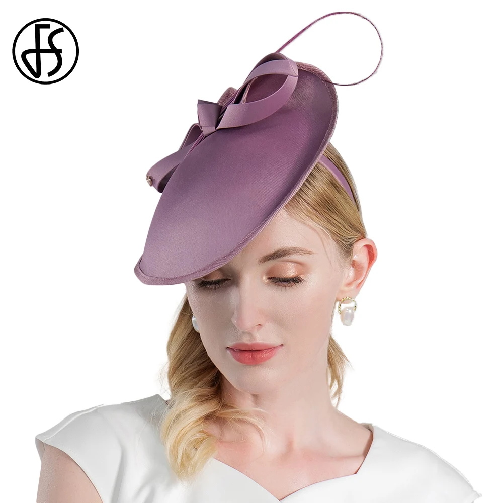 FSBritishPurplePillboxHatsForWomenFascinatorElegantChurch
