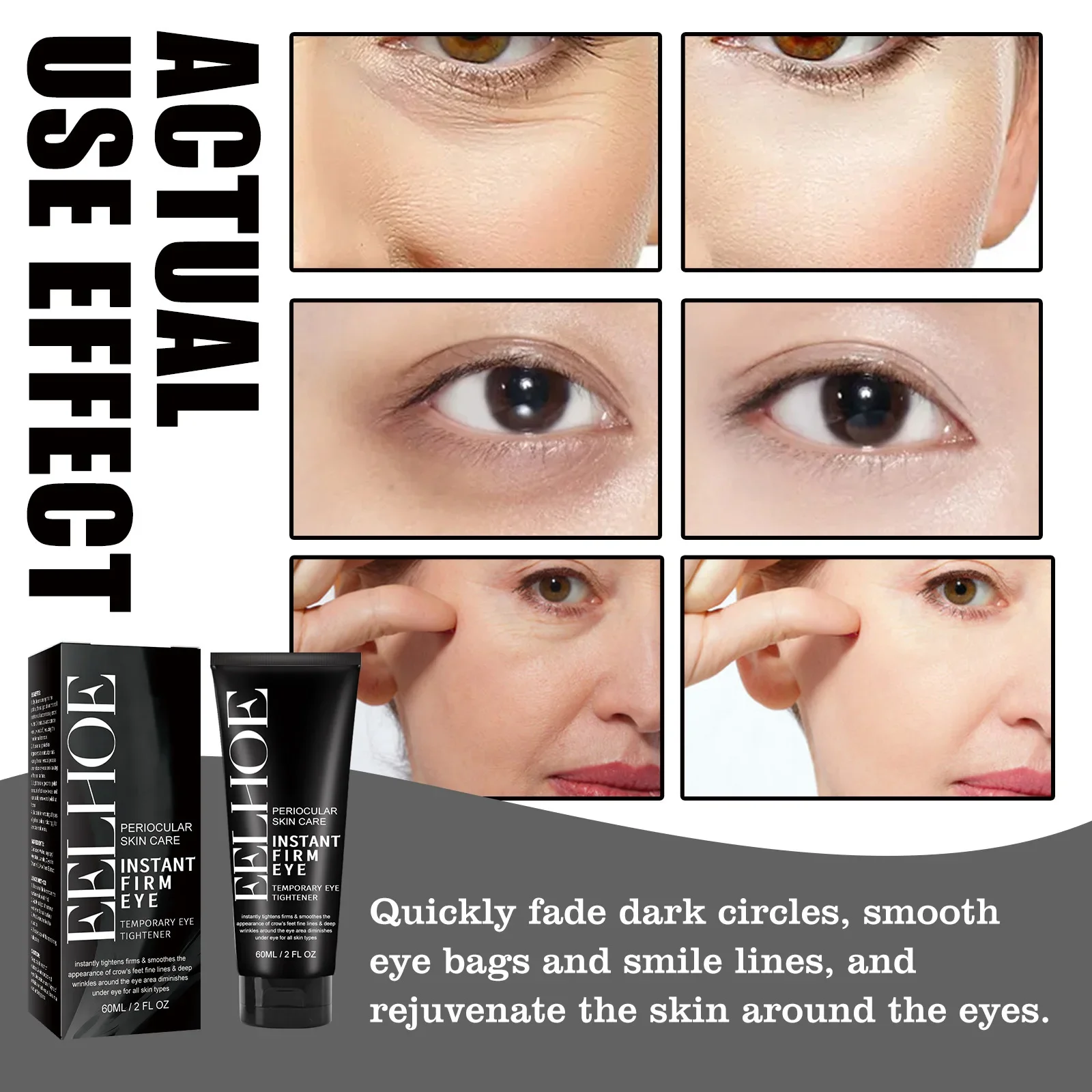 60ml Eelhoe Eye Tightening Cream Fading Wrinkle Eye Bags Dark Circles Firming Eye Skin Moisturizing Hydrating Anti-Wrinkle Cream 5