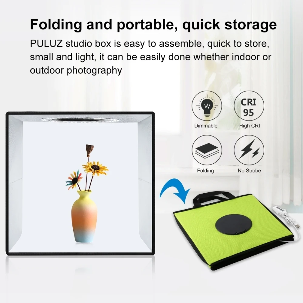 PULUZ 30CM Photo Studio Light Box,Photography Studio Shooting Tent Box Kit With 6/12 Color Background Photography Lightbox Kit