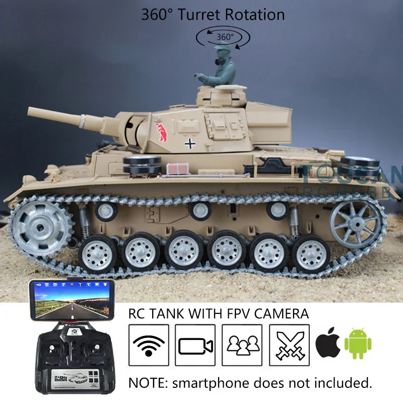 

Pro Ver Heng Long 1/16 TK7.0sion Panzer III H RTR RC Tank 3849 FPV зарядное устройство металлические треки колеса BB игрушка TH17370