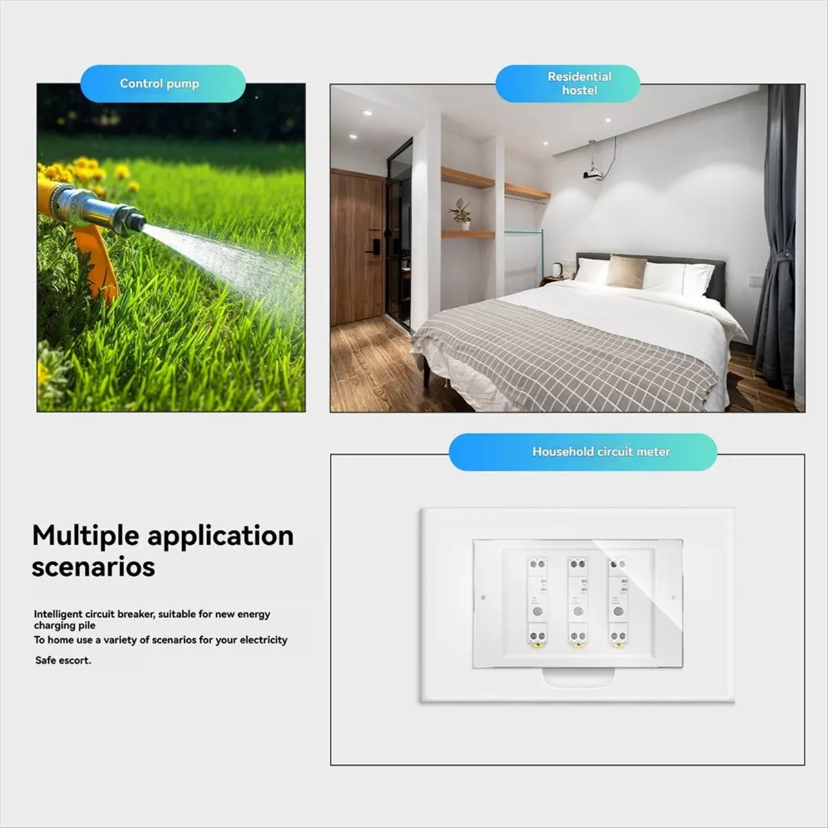 DT60 Tuya WiFi 스마트 회로 차단기 40A 전기 모니터 V0 방화 지연제 APP 제어 호환 가능