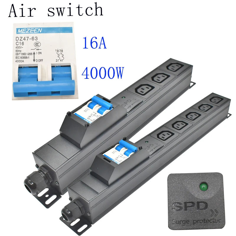 

PDU power board network cabinet rack C13 socket16A/4000W air switch 2-9AC surge protection without extension cable socket