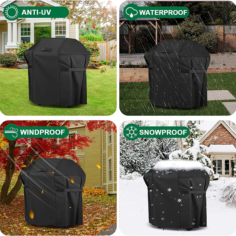 420D Oxford Cloth Round BBQ Cover Dust Waterproof Weber Grill Cover Rain Protector Outdoor Garden Barbecue Tool Garden Accessory