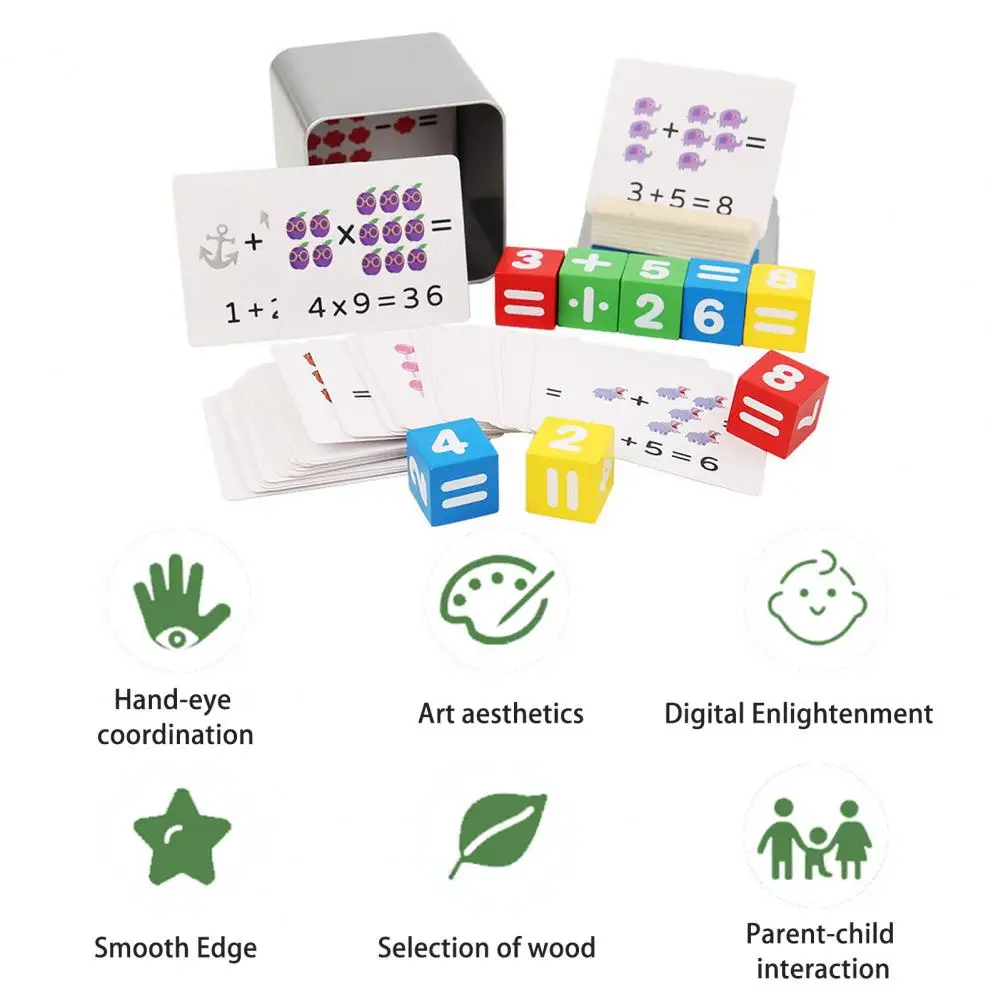 Educational Math Toys Educational Math Toy Set for Kids Addition Subtraction Multiplication Division Flashcards with Square