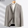 New 2025 Men's Woolen Suit Jacket Top Luxury Autumn Winter Men Casual Business Wool Single Breasted Blazer Overcoats Men Blazer 2