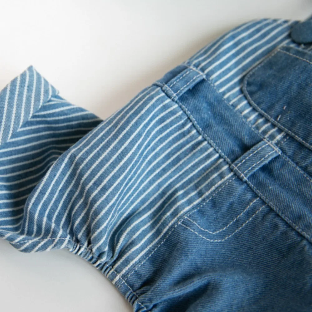 Pet Autumn Winter Striped Patchwork Denim Straps Pet Pants - PeticaDeals