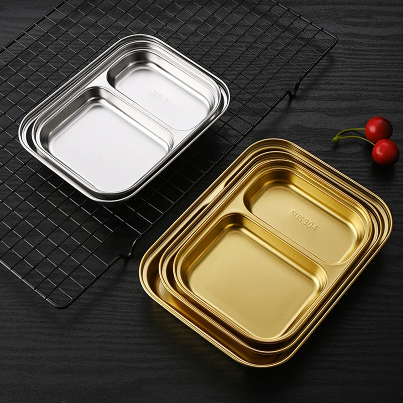 304-Stainless-Steel-Divided-Tray-Multiple-Size-Dinner-Plates-for-Food ...
