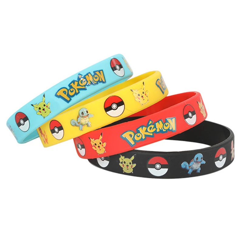 Pokemon Silicone Bracelet Pocket Elf Pikachu Kids Cartoon Children's Wristband Cute Print Jewelry Party Gfts |