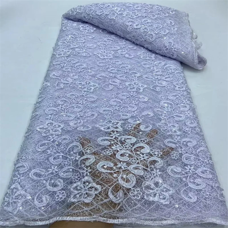 

latest blue sequins African 3D Lace Fabric 2024 White High Quality Nigerian for Women Party Embroidery french Lace Fabric Yellow