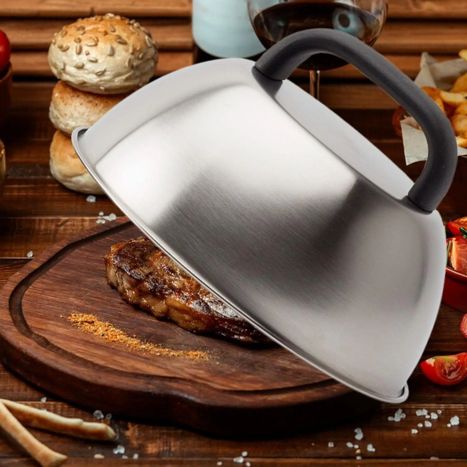 Burger Cover Cheese Melting Dome 6.30'' Griddle Accessory,Sturdy,Stainless Steel