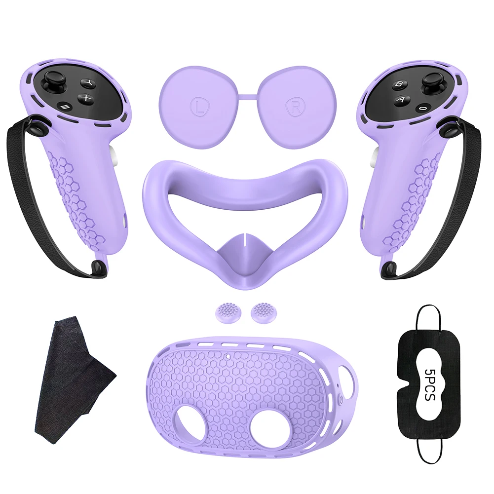 Silicone Grip and Protection Set for VR Controllers and Headset Accessories