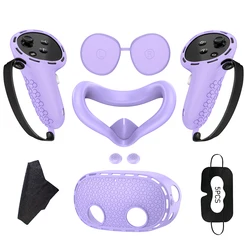 Silicone Grip and Protection Set for VR Controllers and Headset Accessories (Purple)