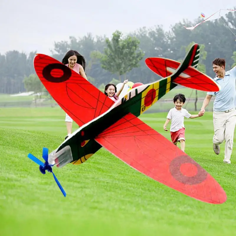 Foam Assembly Aeroplane Model Children Outdoor Sports Educational Toys Hand Throw Flying Glider Planes Birthday Gift for Kids 12pcs set montessori diy assembly flapping wing flight for children flying kite paper airplane model imitate birds aircraft toys