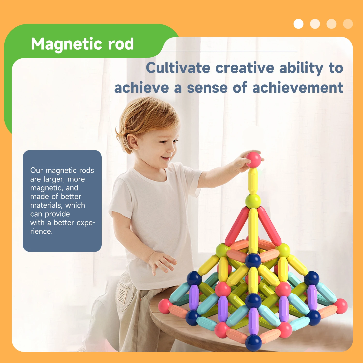 Kids Toys Magnetic Sticks Starter Set Classroom Essentials Preschool Montessori Learning Game Toys Boys and Girls Ages 3+