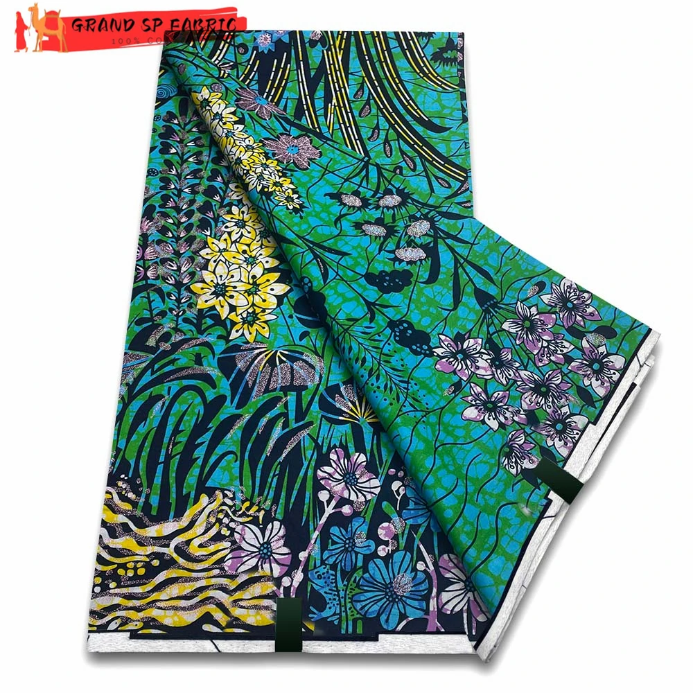 

Grand Super 100% Cotton African Wax Fabric High Quality Wax Print Ankara Fabric For Sewing 6yards Women Fabric VLS3058