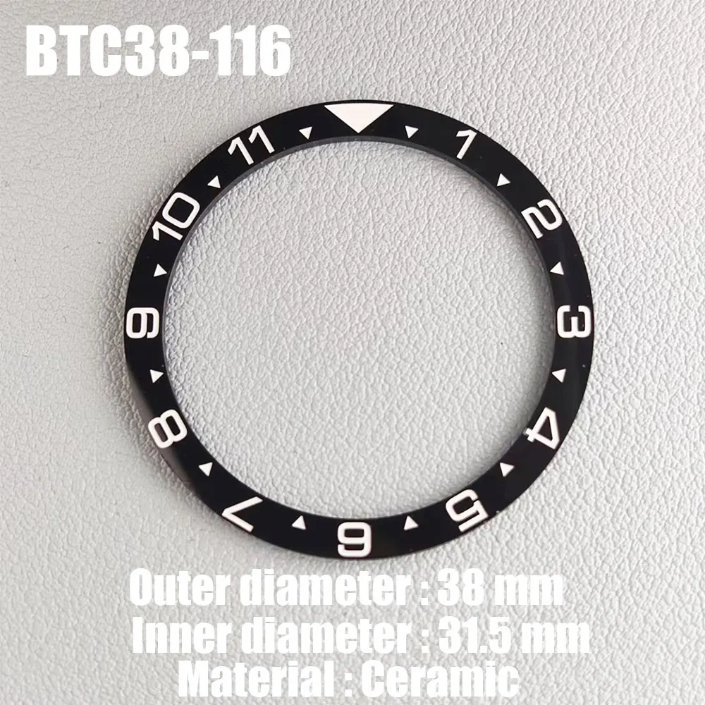Luminous Ceramic Watch Bezel Insert - 38mm Flat Design
