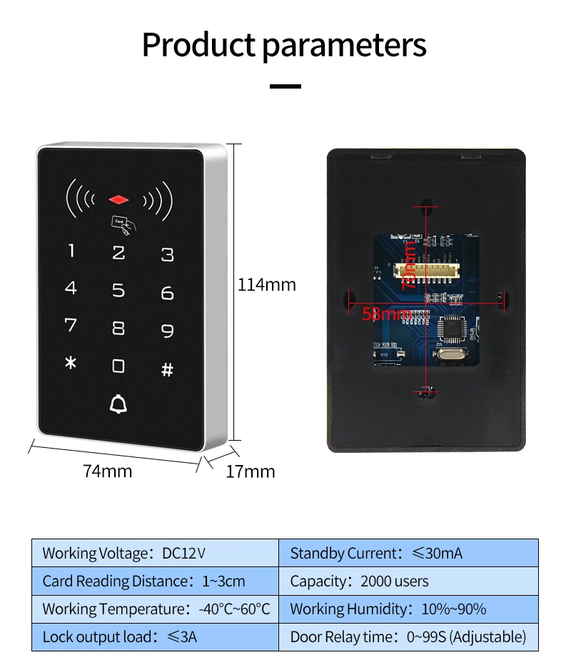K8 2000 Users 125kHz / 13.56MHz RFID Keypad Stand Alone Access Control Panel Wie